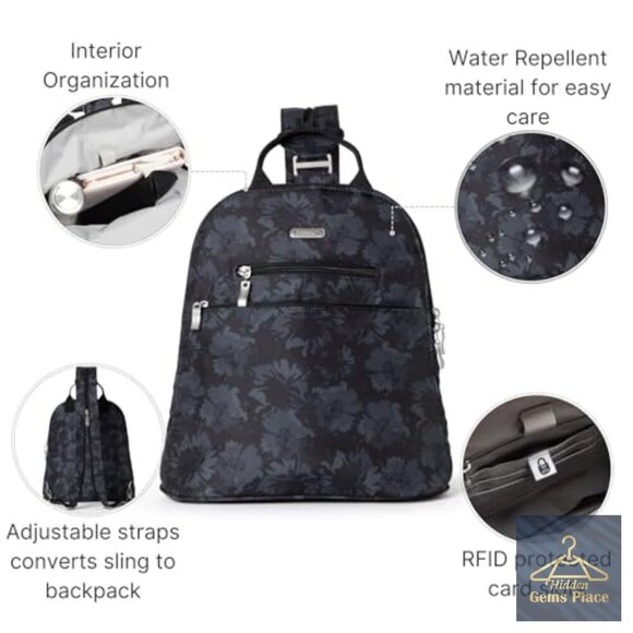 Mini Convertible Backpack Purse with RFID Protection, Adjustable Strap main image 5